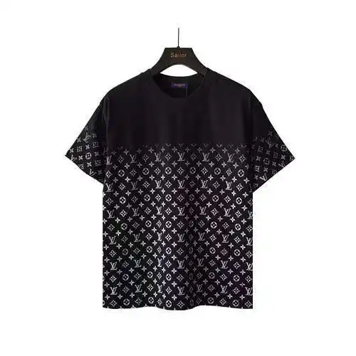 LV/Louis Vuitton presbyopic gradient full-print logo round neck short-sleeved T-shirt