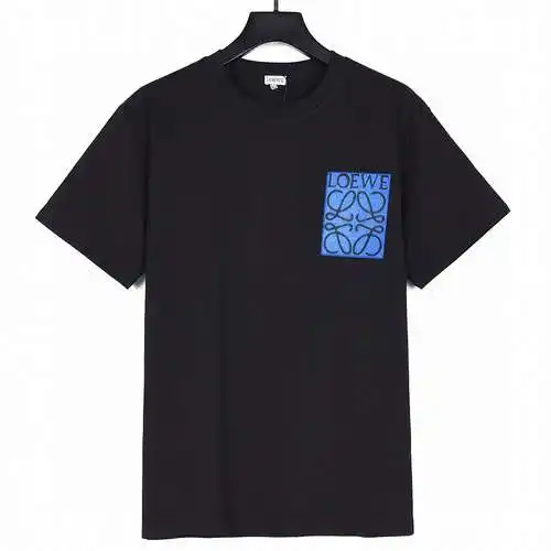 LE Loewe 24ss new three-dimensional embroidery blue pocket short sleeves