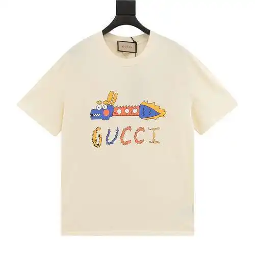 G Home classic letter logo small flying dragon printed T-shirt