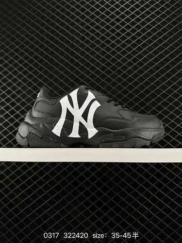 MLB coreano para hombres y mujeres Retro Dad (MLB) BIGBALL CHUNKY MONO Estampado retro Suela gruesa 