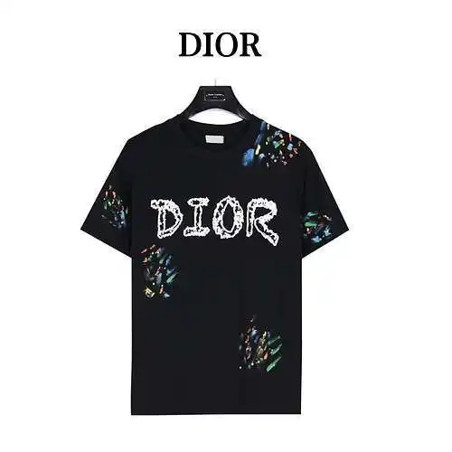CD/Dior hand-painted logo graffiti floral short-sleeved T-shirt