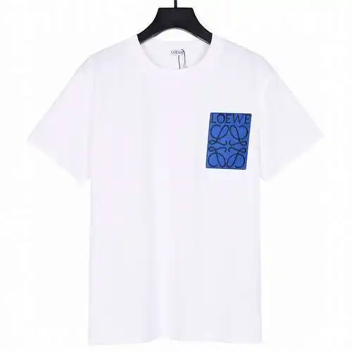 LE Loewe 24ss new three-dimensional embroidery blue pocket short sleeves