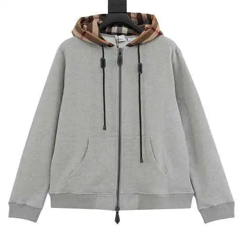BBR plaid patchwork zipped hooded jacket