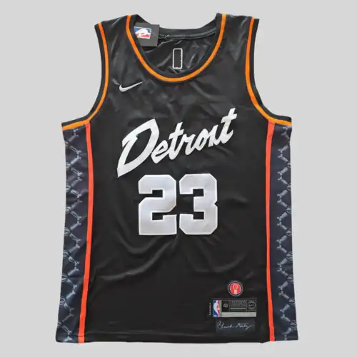 Pistons No. 23 Jaden Ivey camiseta negra edición urbana de la 24.a temporada