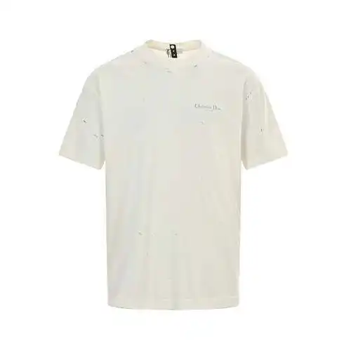 CD/Dior distressed printed round neck short sleeves