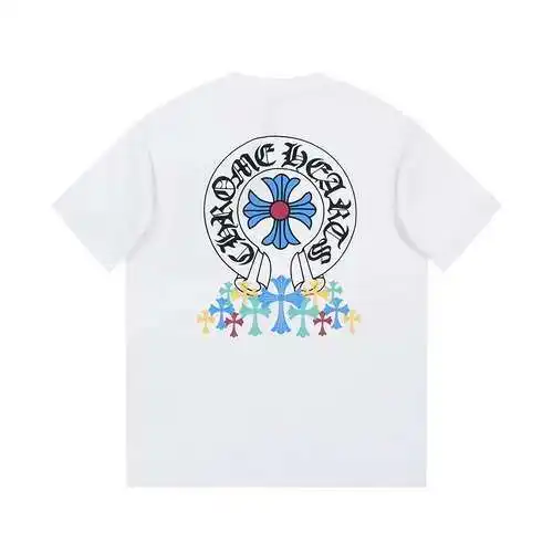 CH Crow Heart Colorful Overlapping Horseshoe Cross Print Short Sleeves