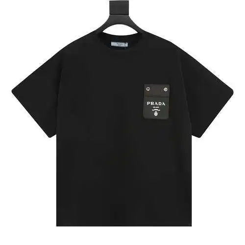 PRD Prada 24ss leather brand fake pocket short sleeves