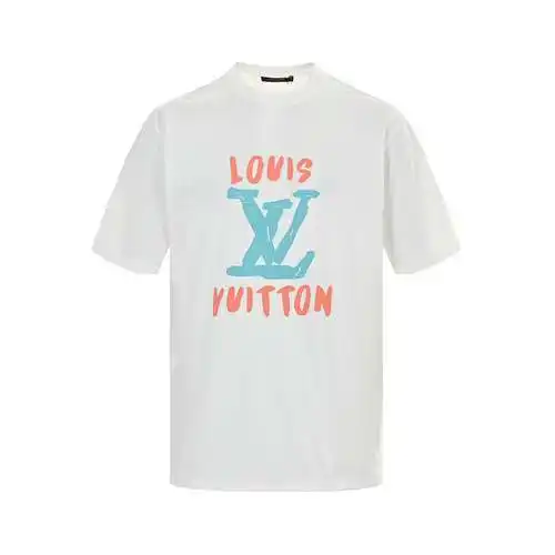LV/Louis Vuitton 24ss graffiti large letters logo printed short sleeves