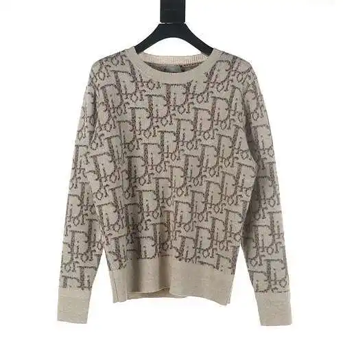 Dior CD 23Fw all over print jacquard crew neck sweater