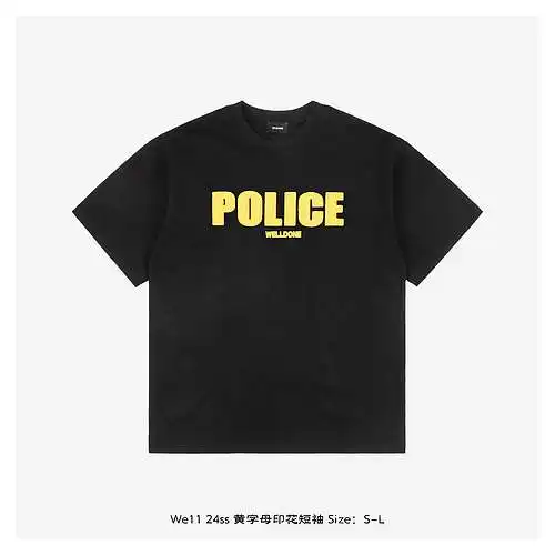 We11 24ss yellow letter print short sleeves