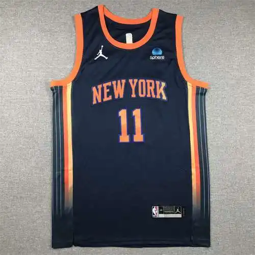 Knicks No. 11 Jalen Brunson Edición de anuncio en negro y azul