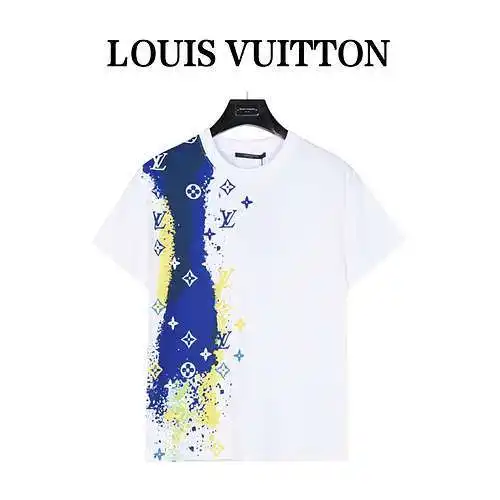 LV/Louis Vuitton watercolor graffiti letter print short sleeves