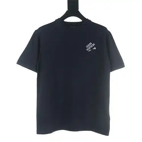 LV 24 new style knitted short-sleeved T-shirt with embroidered pins on the chest