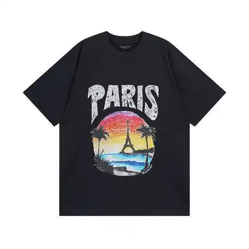 BLCG/Balenciaga sunset Eiffel Tower printed short sleeves