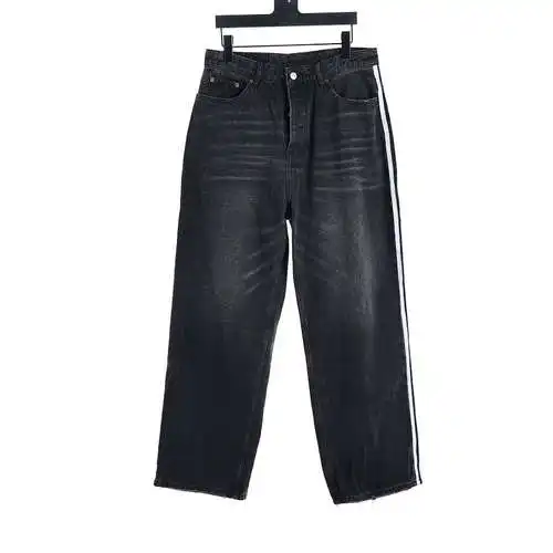 (Top version) BLCG Large Baggy co-branded three-stripe washed show jeans