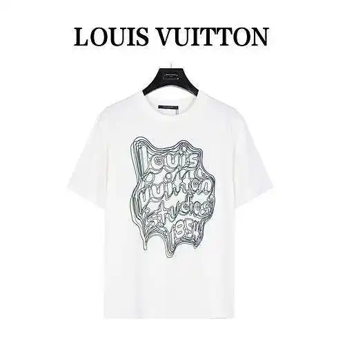LV/Louis Vuitton geometric curve 1854 printed short-sleeved T-shirt