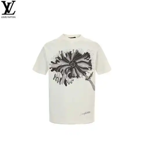 LV/Louis Vuitton black and white sunflower short sleeves