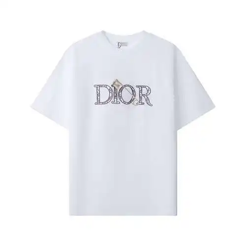 Dior/CD new summer style, classic letter pin embroidered round neck short-sleeved T-shirt