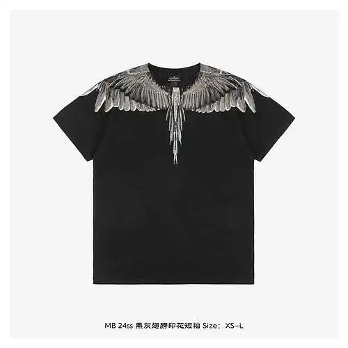 MB 24ss black and gray wings printed short sleeves
