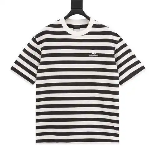 BLCG striped letter embroidered short-sleeved T-shirt