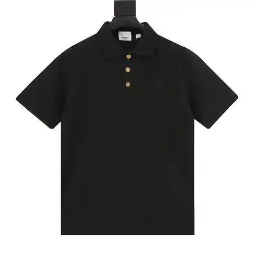 BBR gold button logo embroidered short-sleeved polo shirt