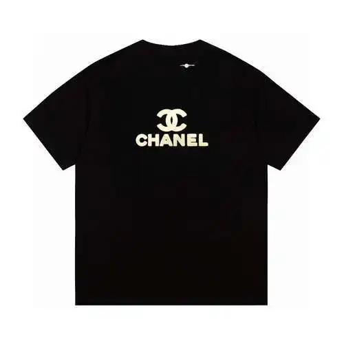Cha*nel/Chanel 24ss limited three-dimensional flocking LOGO short-sleeved T-shirt