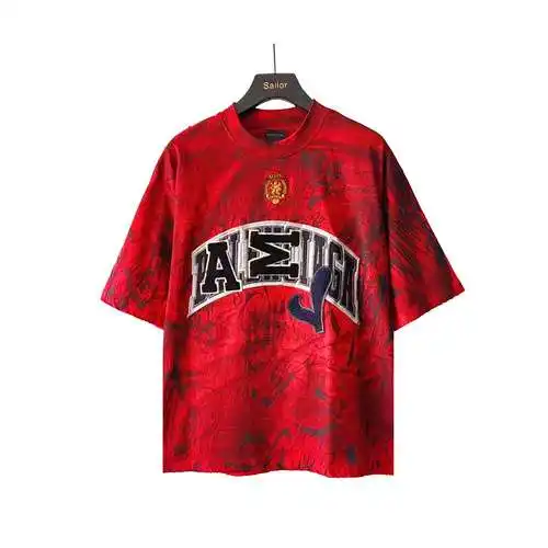 Balenciaga BLCG Manchester United joint cement spray dirty hand-painted all-over embroidered short-s