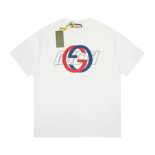 GC Gucci 24ss Year of the Dragon Series Double G Letter Printed Short Sleeves White