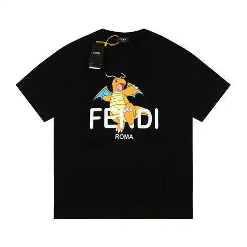 FD FENDI Fujiwara Hiroshi FRAGMENT Year of the Dragon Charmander Short Sleeve Black