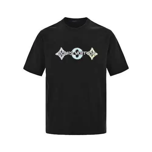 LV/Louis Vuitton 24ss hand-painted three-flower printed short sleeves