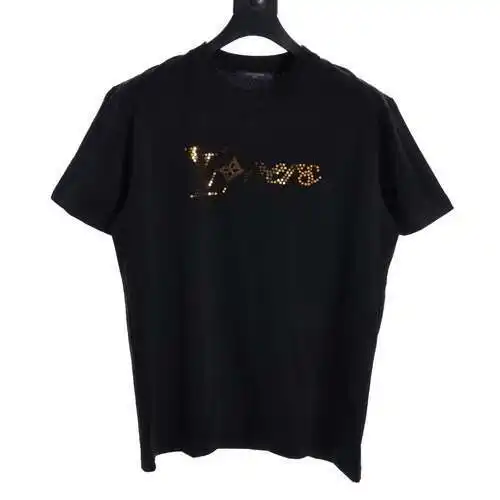 LV24ss sequined logo short-sleeved T-shirt