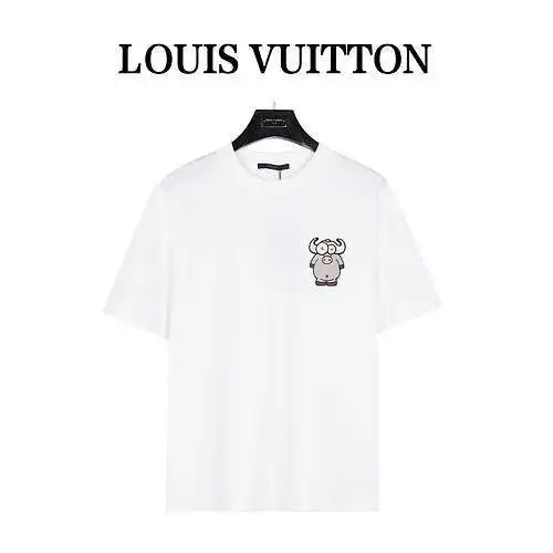LV/Louis Vuitton Zoo Series Cow Cow Chapter Embroidered Short Sleeve T-shirt