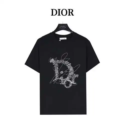 CD/Dior line logo graffiti short-sleeved T-shirt