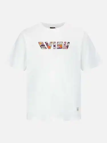 EV*iSU Lucky God Daruma Lucky Cat Big M Print Short Sleeve