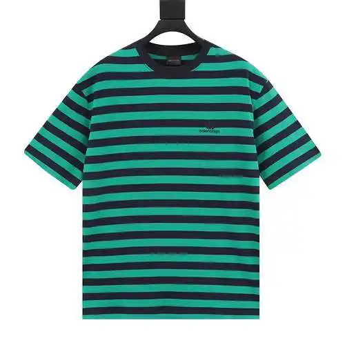 BLCG striped letter embroidered short-sleeved T-shirt