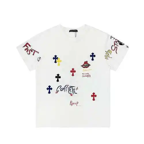 CH Crow Heart Graffiti Printed Cross Short Sleeves