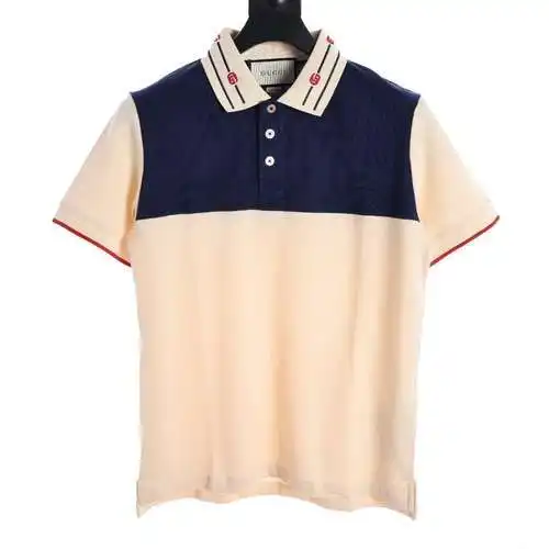 GC Neck Double G Embroidered Color Block Polo Short Sleeve