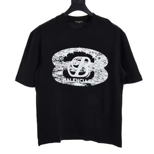 BLCG mottled distressed letter print short-sleeved T-shirt