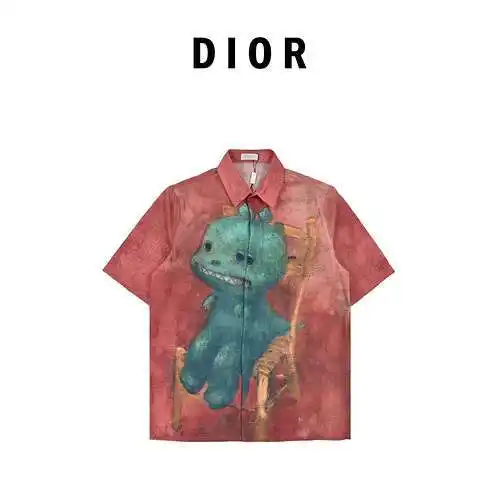 CD Dior 24ss fun little foot pattern new short-sleeved shirt