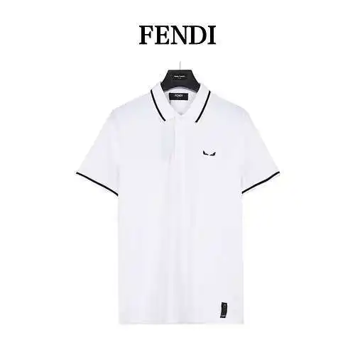 FD/FENDI Embroidered Black and White Eyes POLO Shirt for Men and Women Casual Short Sleeves