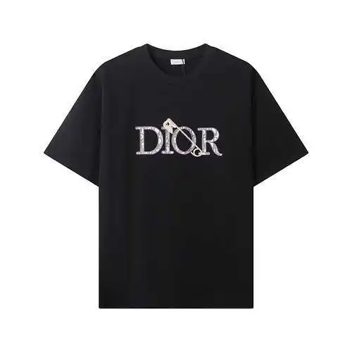 Dior/CD new summer style, classic letter pin embroidered round neck short-sleeved T-shirt