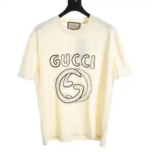 GC curve letter embroidered logo round neck short sleeves