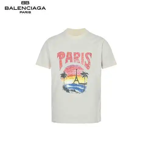 BLCG/Balenciaga Hawaii Sunset Coconut Tower Washed and Distressed Short Sleeves