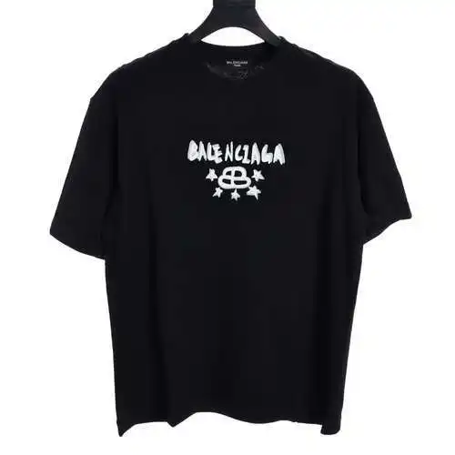 BLCG lock star butterfly graffiti letter print short-sleeved T-shirt
