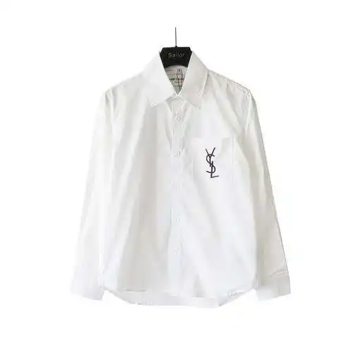 YSL Saint Laurent YSL 23ss embroidered LOGO shirt