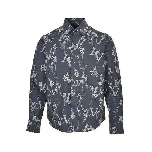 LV/Louis Vuitton 23ss leaf-printed silk shirt