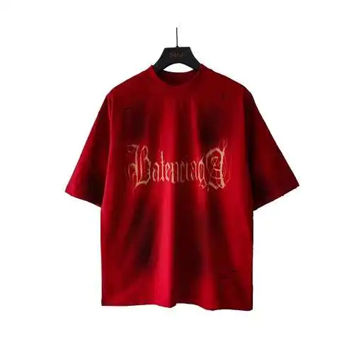 Balenciaga BLCG front and back Sanskrit cement hand-painted graffiti short sleeves