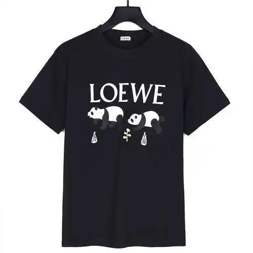 LE Loewe 24ss illustration series black bear print short-sleeved T-shirt