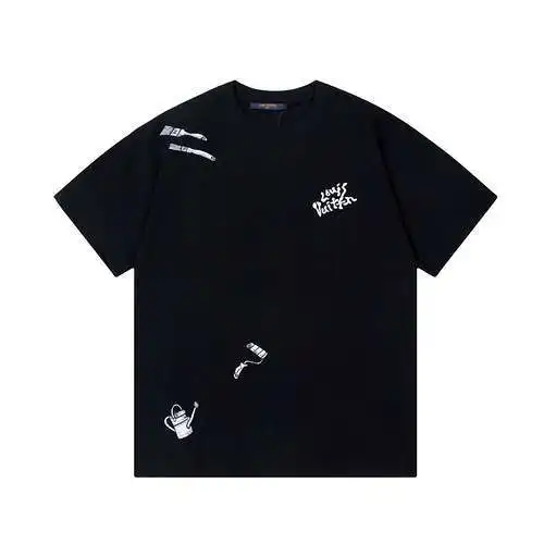 LV Louis Vuitton 24ss new oil brush tool embroidery short-sleeved T-shirt