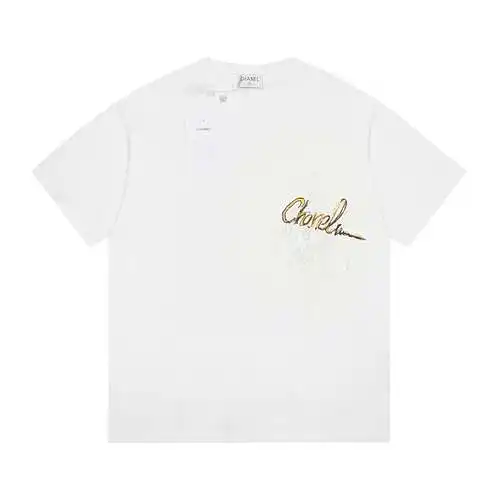 High quality Cha*nel Chanel hand-painted spray-on short sleeves
